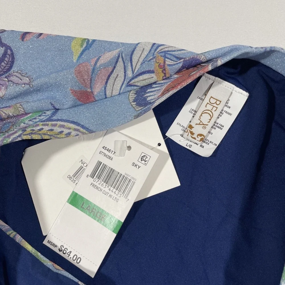 NWT BECCA [ Large ] South‎ Pacific High Waist Bikini Bottoms In Sky